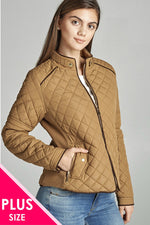 Load image into Gallery viewer, Quilted Padding Jacket With Suede Piping Details
