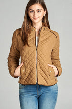 Load image into Gallery viewer, Quilted Padding Jacket With Suede Piping Details
