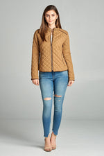 Load image into Gallery viewer, Quilted Padding Jacket With Suede Piping Details
