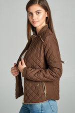 Load image into Gallery viewer, Quilted Padding Jacket With Suede Piping Details
