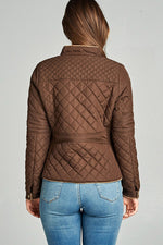 Load image into Gallery viewer, Quilted Padding Jacket With Suede Piping Details
