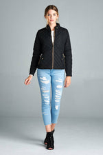 Load image into Gallery viewer, Quilted Padding Jacket With Suede Piping Details
