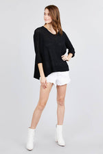 Load image into Gallery viewer, 3/4 Sleeve Side Slits Fish Net Sweater Top
