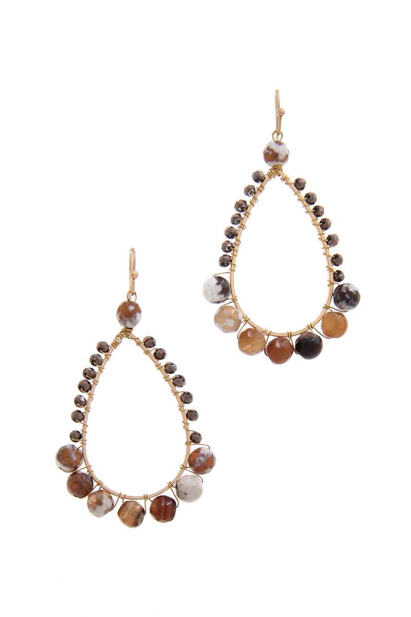 Teardrop Shape Beaded Drop Earring