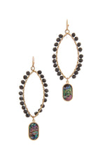 Load image into Gallery viewer, Pointed Oval Beaded Dangle Drop Earring
