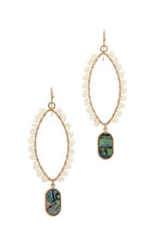 Load image into Gallery viewer, Pointed Oval Beaded Dangle Drop Earring
