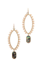 Load image into Gallery viewer, Pointed Oval Beaded Dangle Drop Earring
