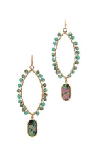 Load image into Gallery viewer, Pointed Oval Beaded Dangle Drop Earring
