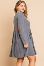 Load image into Gallery viewer, Waffle Knit Long Sleeve Faux Button Front Dress
