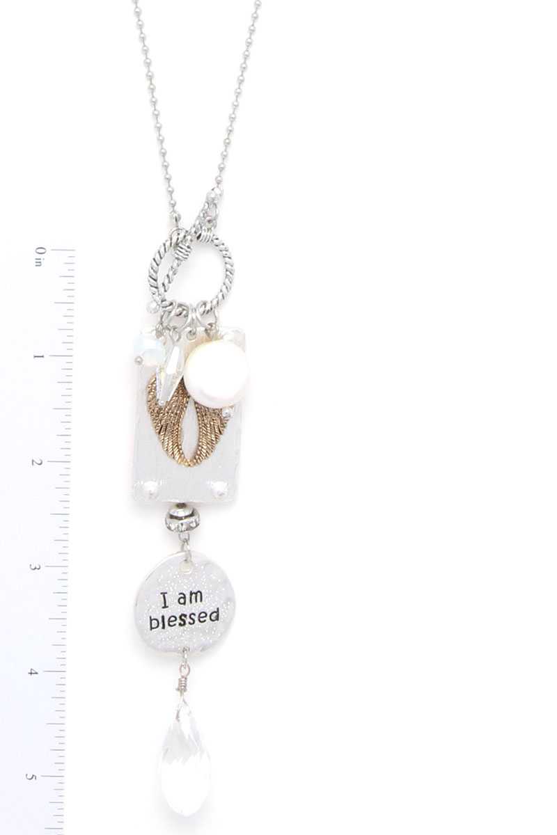 I Am Blessed Charm Dangle Pendant Necklace