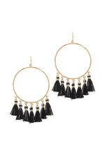 Load image into Gallery viewer, Two Tone Tassel Circle Drop Earring
