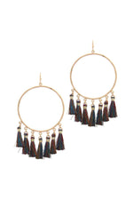 Load image into Gallery viewer, Two Tone Tassel Circle Drop Earring
