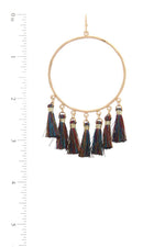 Load image into Gallery viewer, Two Tone Tassel Circle Drop Earring
