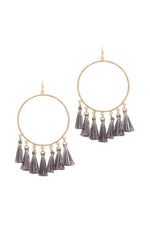 Load image into Gallery viewer, Two Tone Tassel Circle Drop Earring
