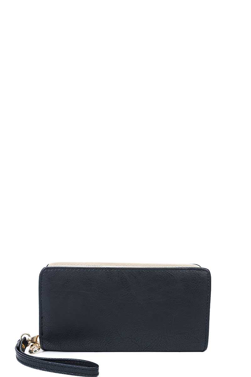 Designer Fashion Solid Color Wallet with Hand Strap