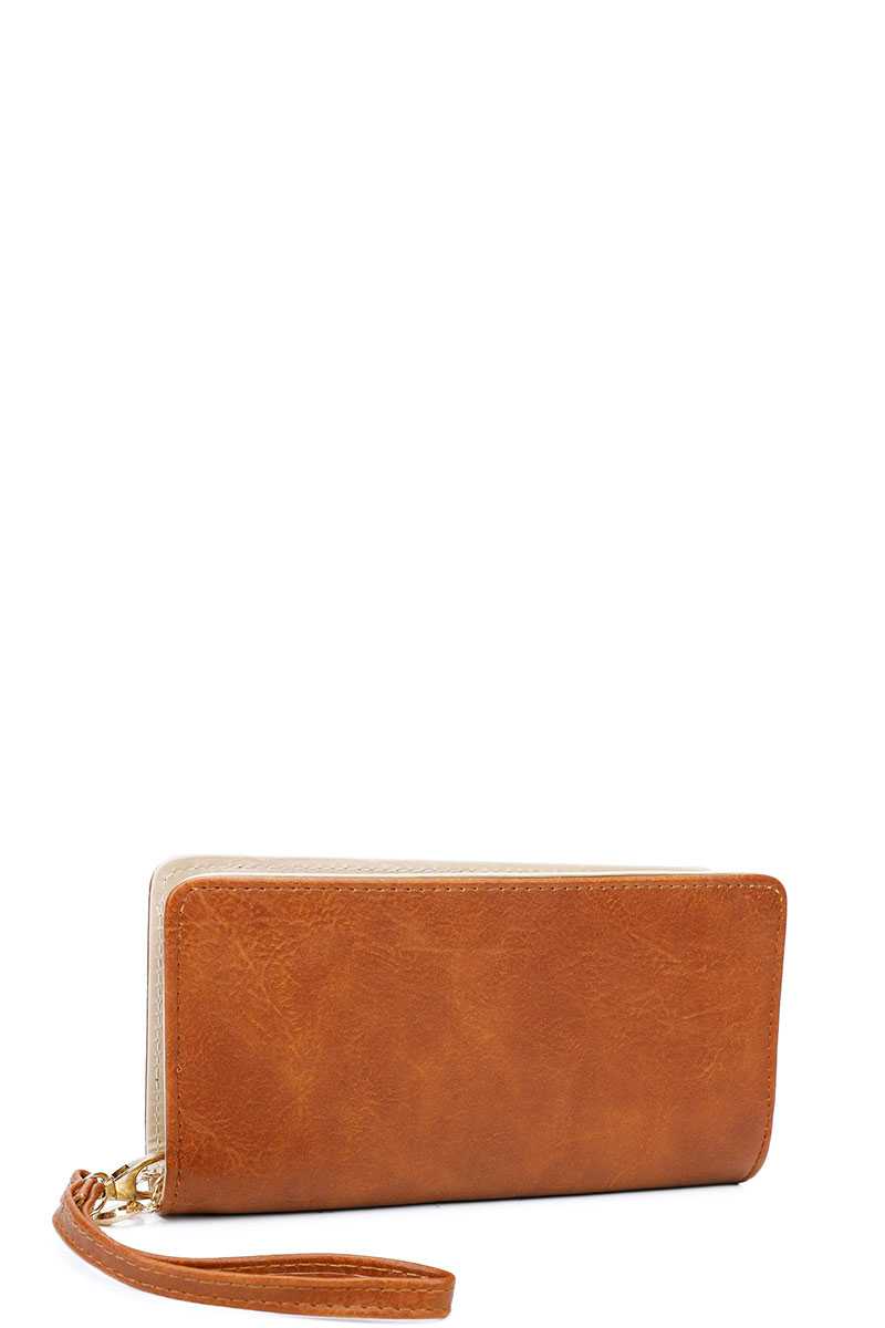 Designer Fashion Solid Color Wallet with Hand Strap