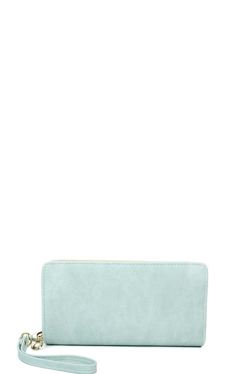 Designer Fashion Solid Color Wallet with Hand Strap