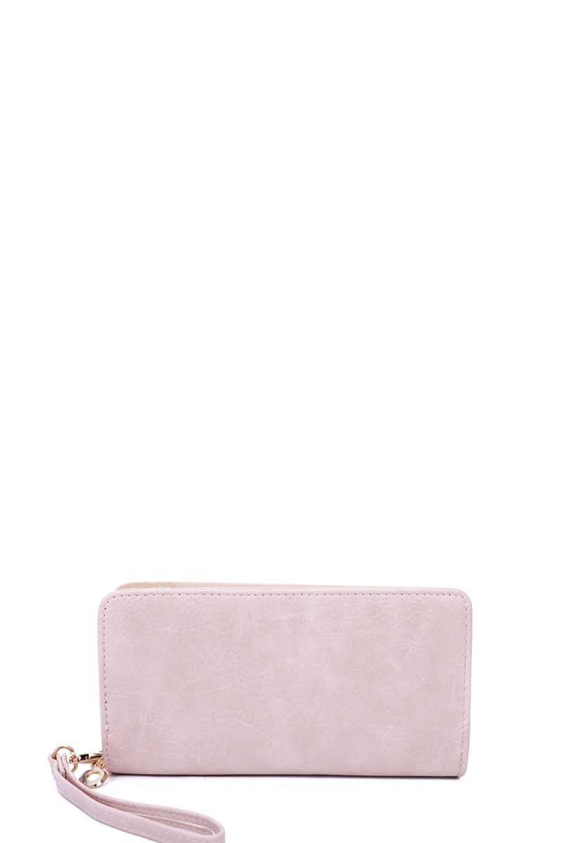 Designer Fashion Solid Color Wallet with Hand Strap