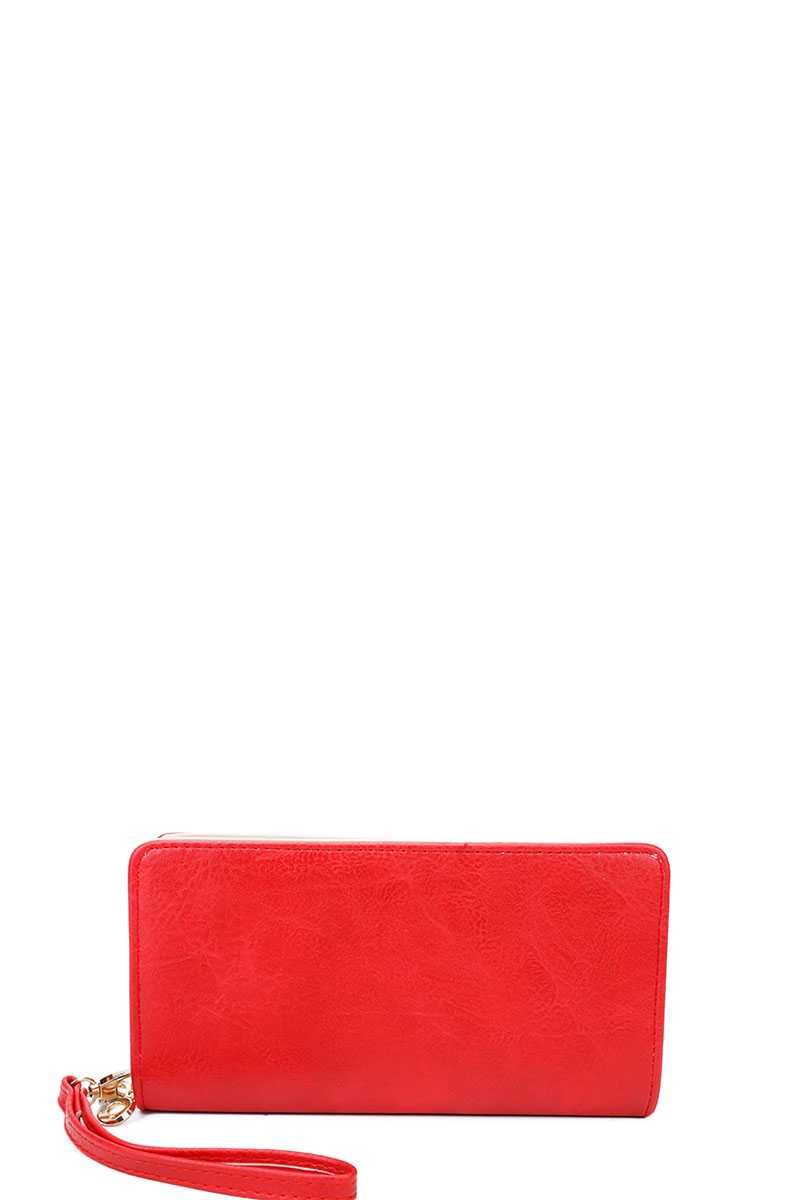 Designer Fashion Solid Color Wallet with Hand Strap