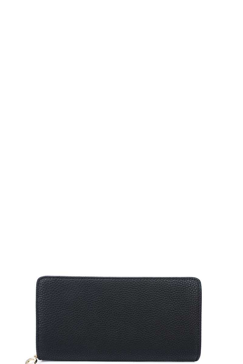 Solid Color Double Side Long Wallet with Hand Strap