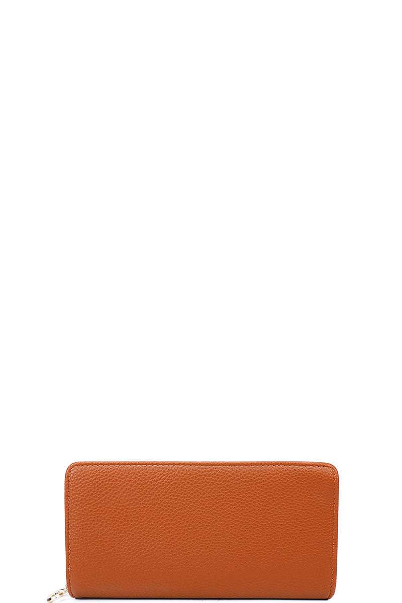 Solid Color Double Side Long Wallet with Hand Strap