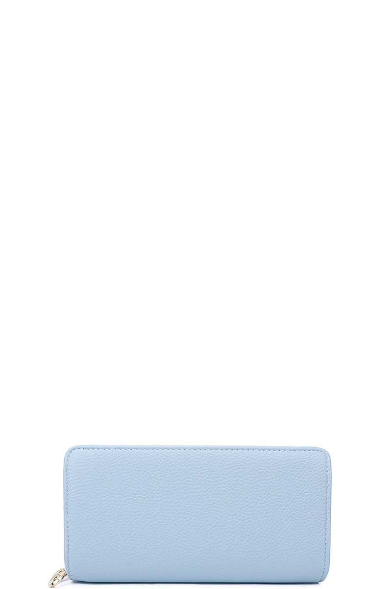 Solid Color Double Side Long Wallet with Hand Strap