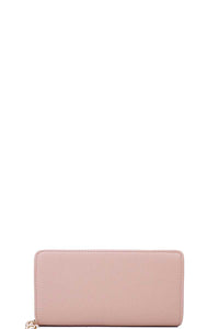 Solid Color Double Side Long Wallet with Hand Strap