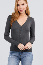 Load image into Gallery viewer, Long Sleeve V-neck Button Down Sweater Cardigan
