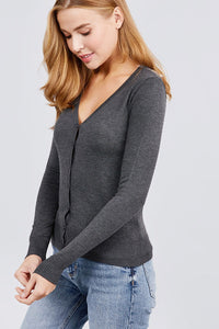 Long Sleeve V-neck Button Down Sweater Cardigan