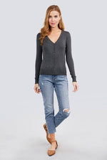 Load image into Gallery viewer, Long Sleeve V-neck Button Down Sweater Cardigan
