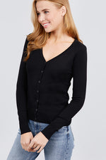 Load image into Gallery viewer, Long Sleeve V-neck Button Down Sweater Cardigan
