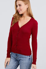 Load image into Gallery viewer, Long Sleeve V-neck Button Down Sweater Cardigan
