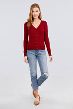 Load image into Gallery viewer, Long Sleeve V-neck Button Down Sweater Cardigan
