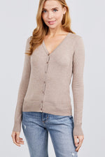 Load image into Gallery viewer, Long Sleeve V-neck Button Down Sweater Cardigan
