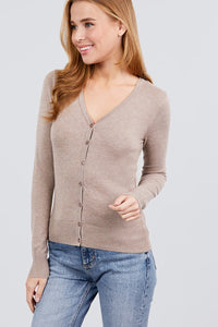 Long Sleeve V-neck Button Down Sweater Cardigan