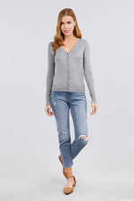 Load image into Gallery viewer, Long Sleeve V-neck Button Down Sweater Cardigan
