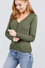 Load image into Gallery viewer, Long Sleeve V-neck Button Down Sweater Cardigan
