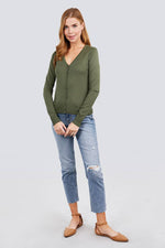 Load image into Gallery viewer, Long Sleeve V-neck Button Down Sweater Cardigan
