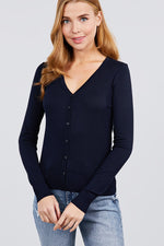 Load image into Gallery viewer, Long Sleeve V-neck Button Down Sweater Cardigan
