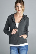 Load image into Gallery viewer, Long Sleeve Zipper French Terry Hoodie with Pockets
