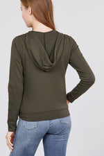 Load image into Gallery viewer, Long Sleeve Zipper French Terry Hoodie with Pockets
