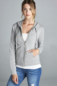 Long Sleeve Zipper French Terry Hoodie with Pockets