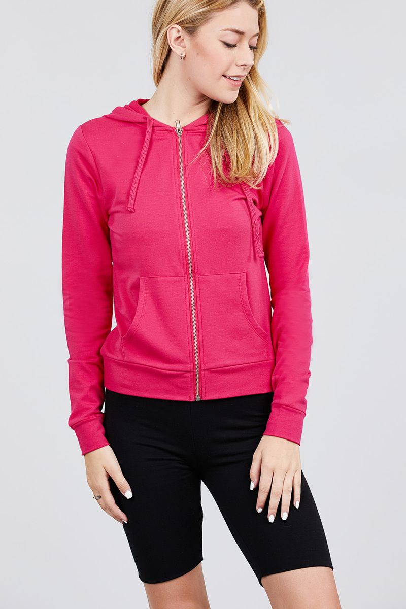 Long Sleeve Zipper French Terry Hoodie with Pockets