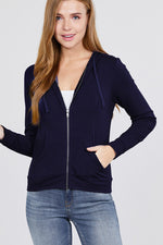 Load image into Gallery viewer, Long Sleeve Zipper French Terry Hoodie with Pockets
