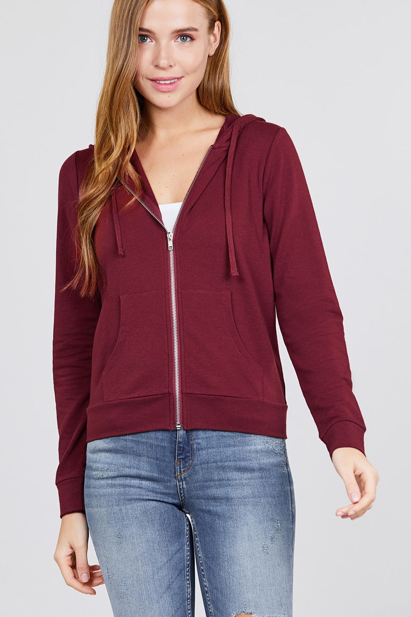 Long Sleeve Zipper French Terry Hoodie with Pockets