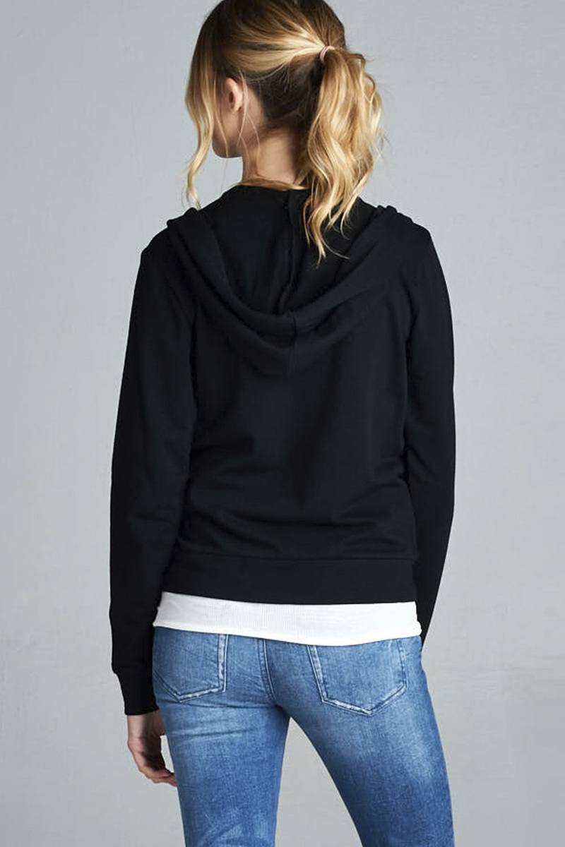 Long Sleeve Zipper French Terry Hoodie with Pockets