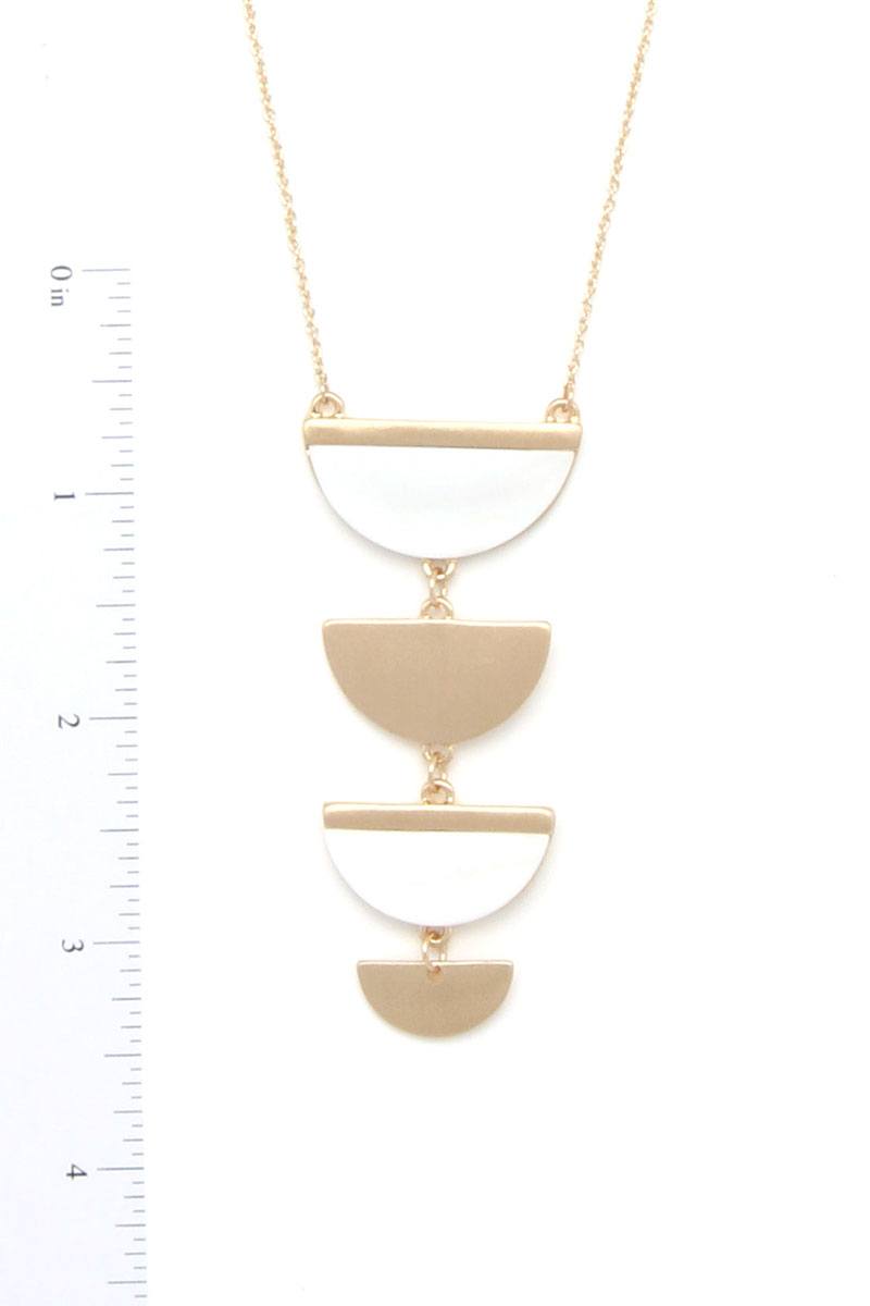 Two Tone Half Circle Pendant Necklace