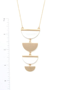 Two Tone Half Circle Pendant Necklace