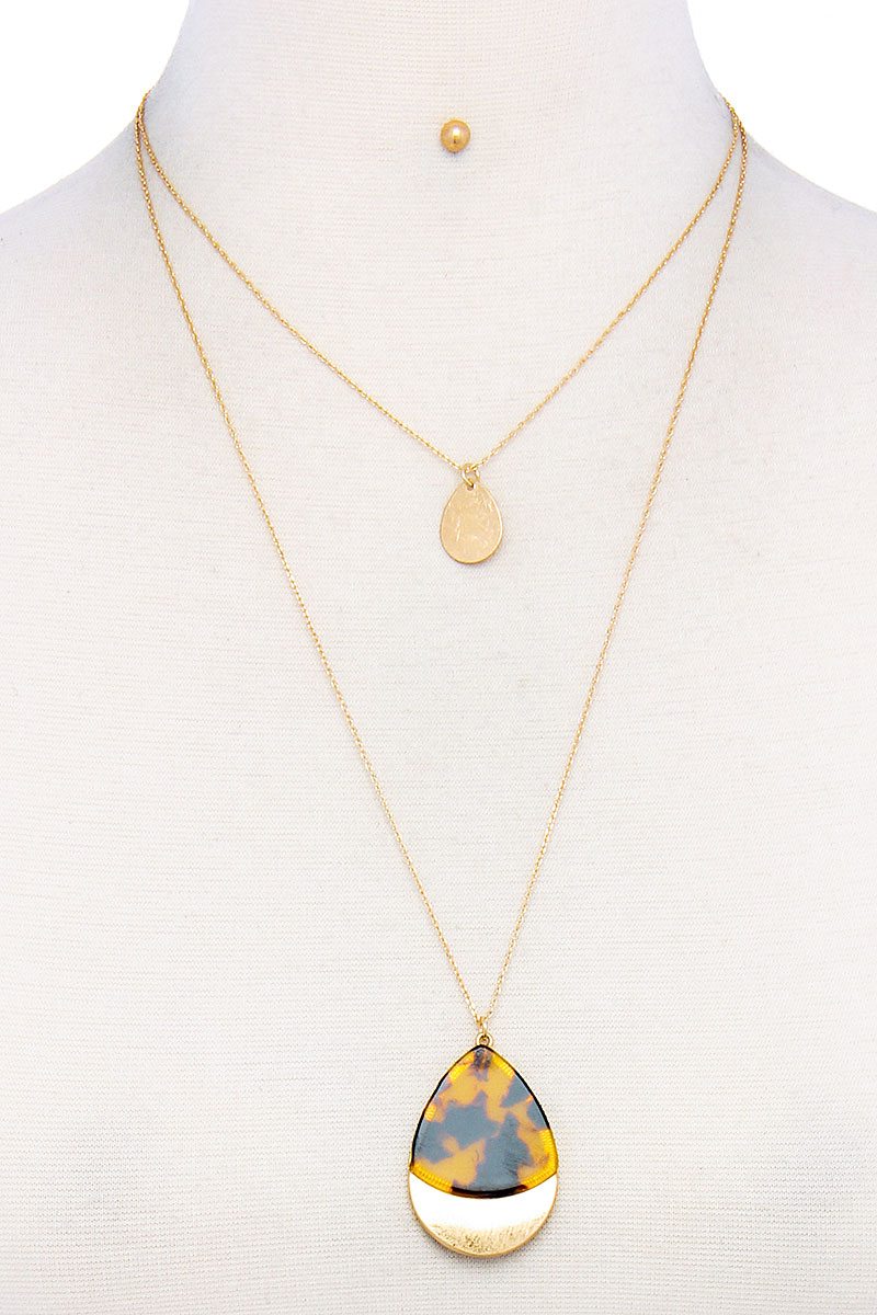 Teardrop Shape Layered Necklace