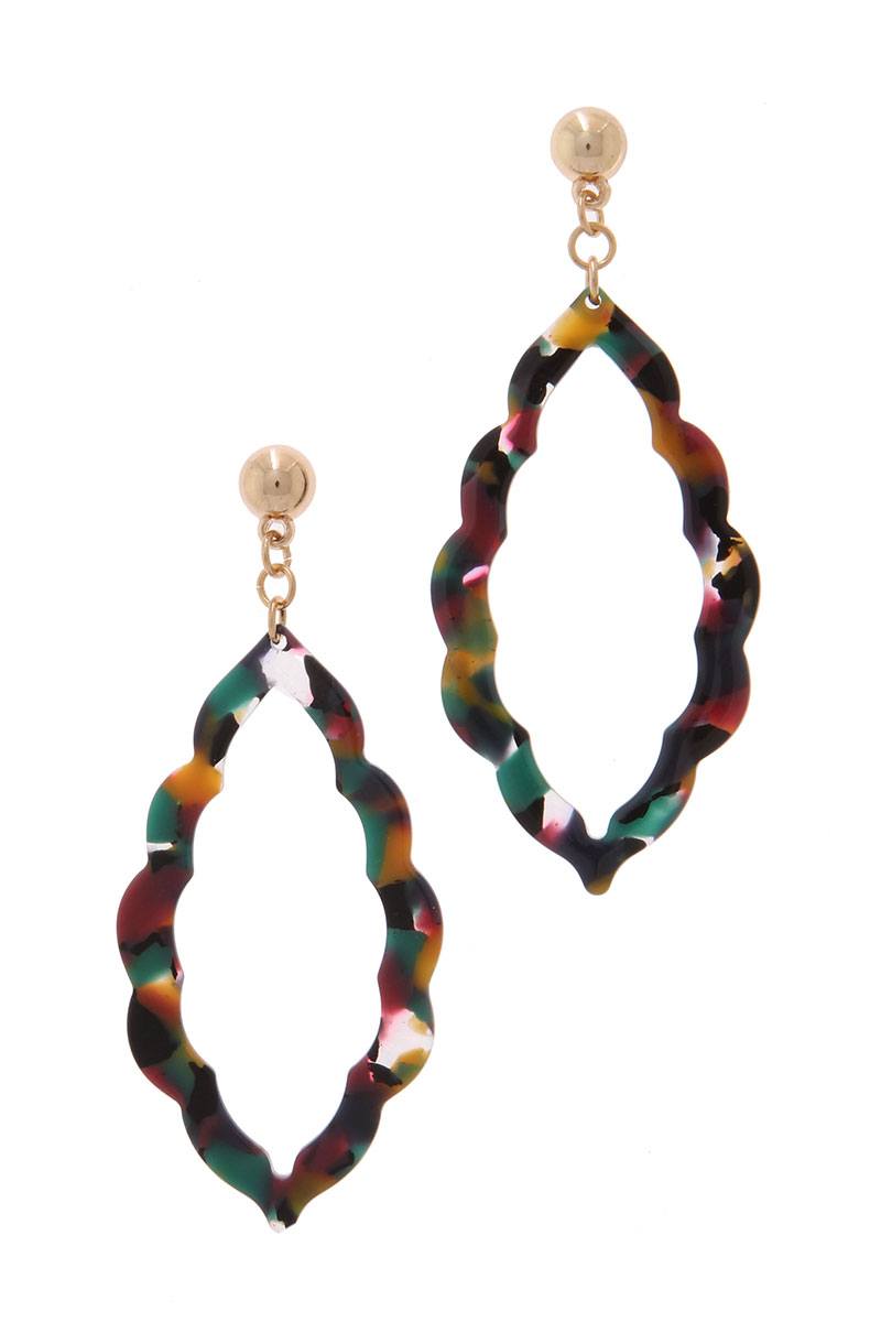 Acetate Moroccan Shape Post Drop Earring